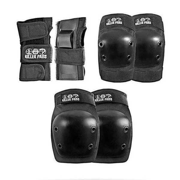 187 Six Pack Junior Pad Set Knee/Elbow/Wrist - Black JR.