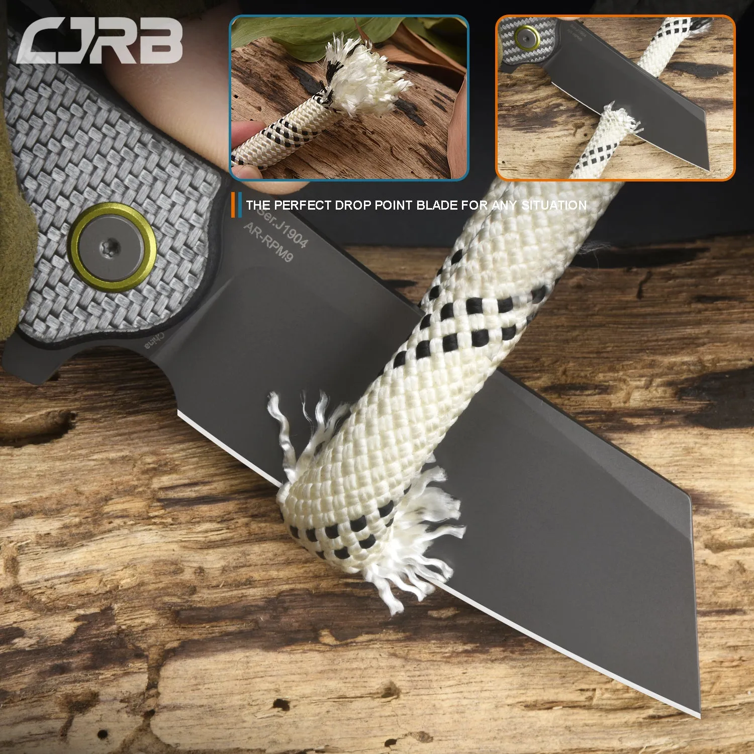 CJRB Crag J1904 AR-RPM9 Steel Blade Steel Handle Folding Knives