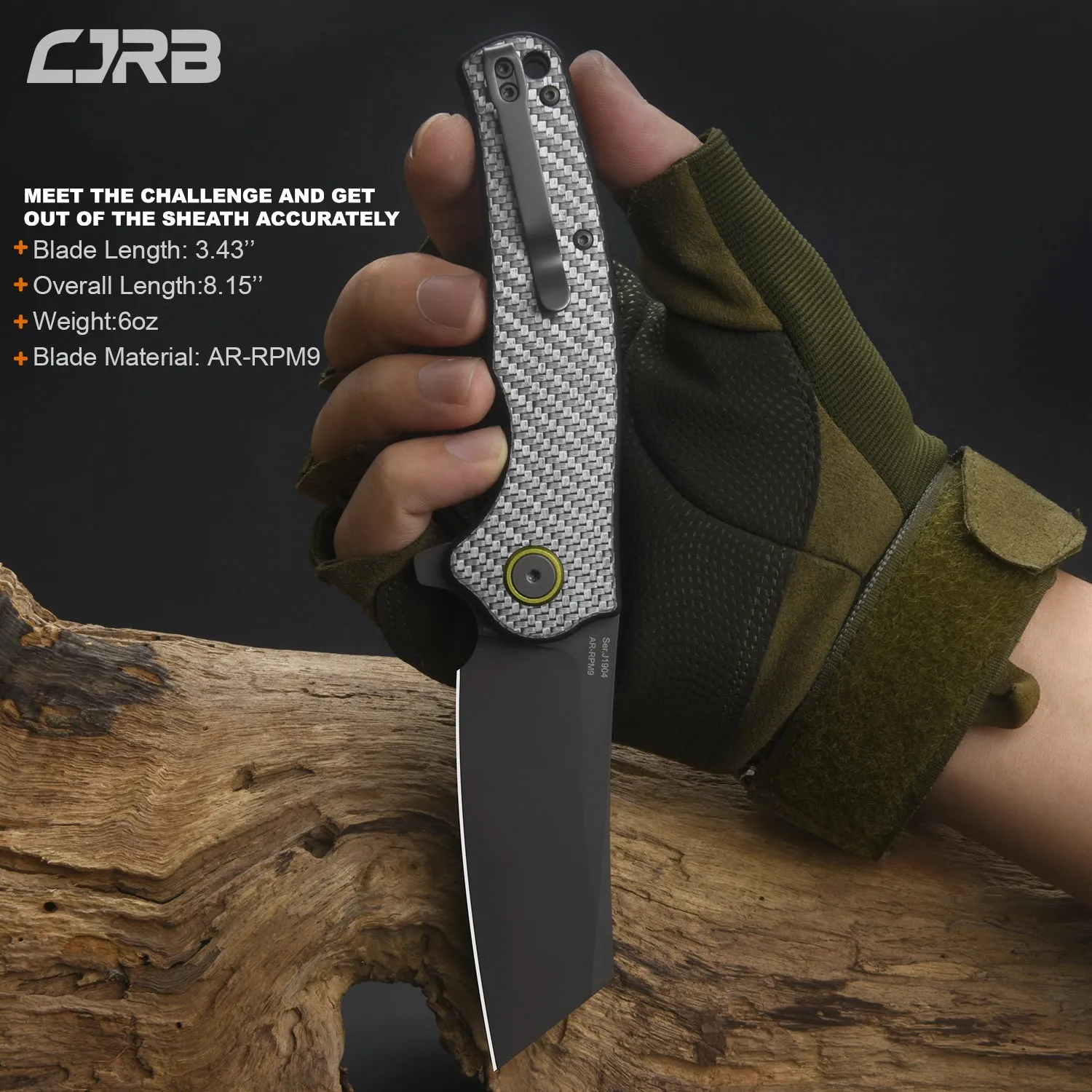 CJRB Crag J1904 AR-RPM9 Steel Blade Steel Handle Folding Knives