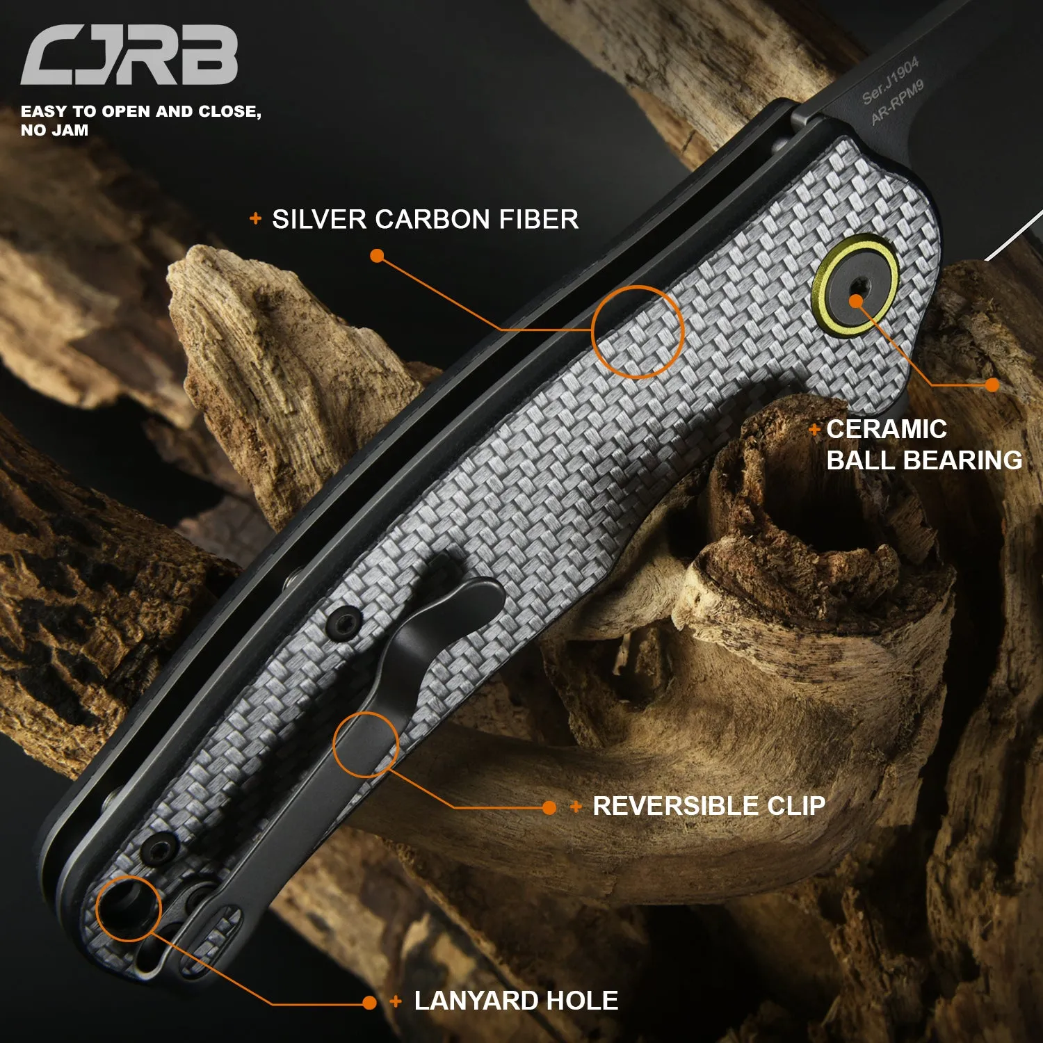 CJRB Crag J1904 AR-RPM9 Steel Blade Steel Handle Folding Knives