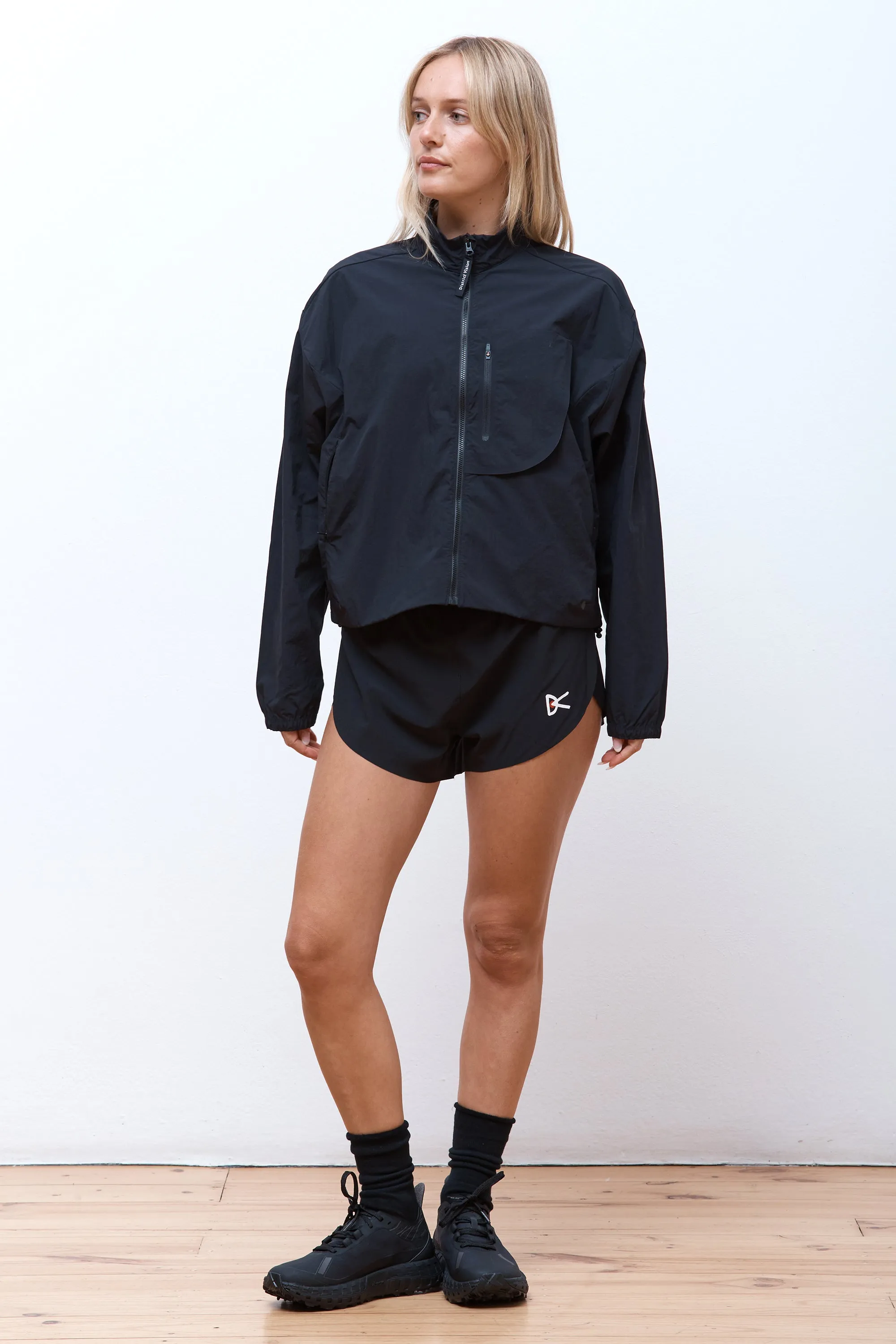 Cropped Recycled DWR Jacket Black