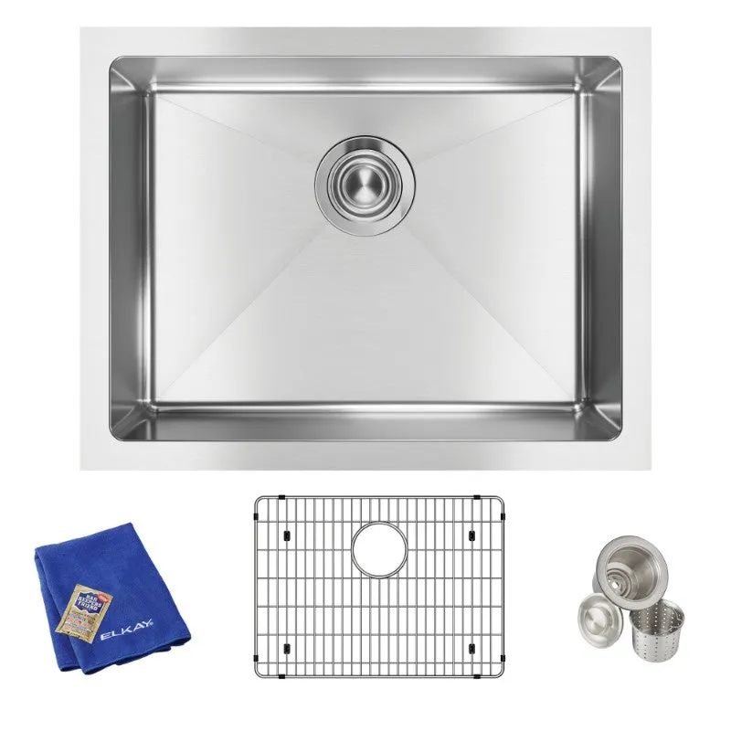 Crosstown 18.25" x 23.5" x 10" Stainless Steel Single-Basin Undermount Kitchen Sink - Tight Corners