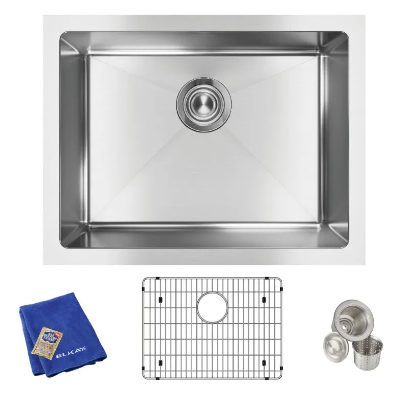 Crosstown 18.25" x 23.5" x 8" Stainless Steel Single-Basin Undermount Kitchen Sink Kit