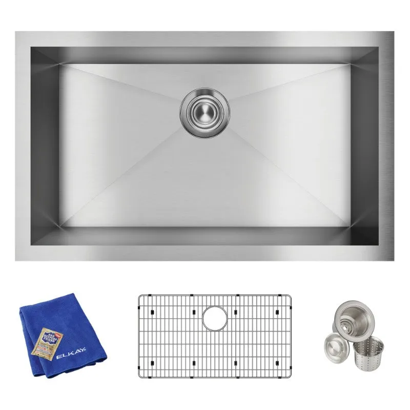 Crosstown 18.5" x 30.5" x 10" Stainless Steel Single-Basin Undermount Kitchen Sink Kit