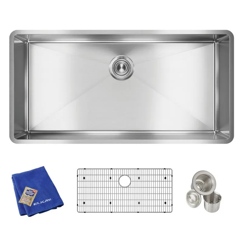 Crosstown 18.5" x 36.5" x 9" Stainless Steel Single-Basin Undermount Kitchen Sink Kit