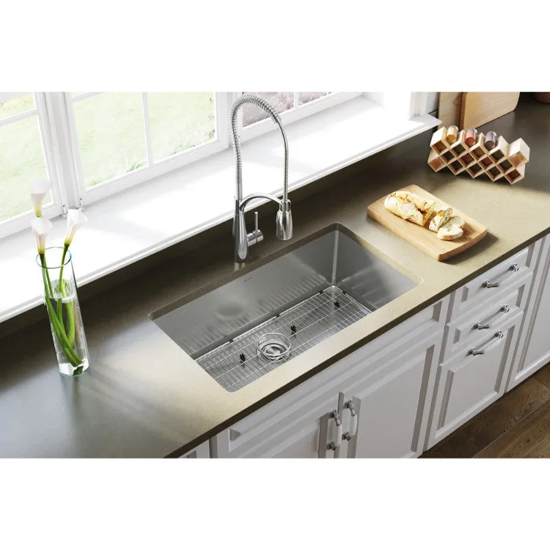 Crosstown 18" x 32.5" x 10" Stainless Steel Single-Basin Undermount Kitchen Sink Kit