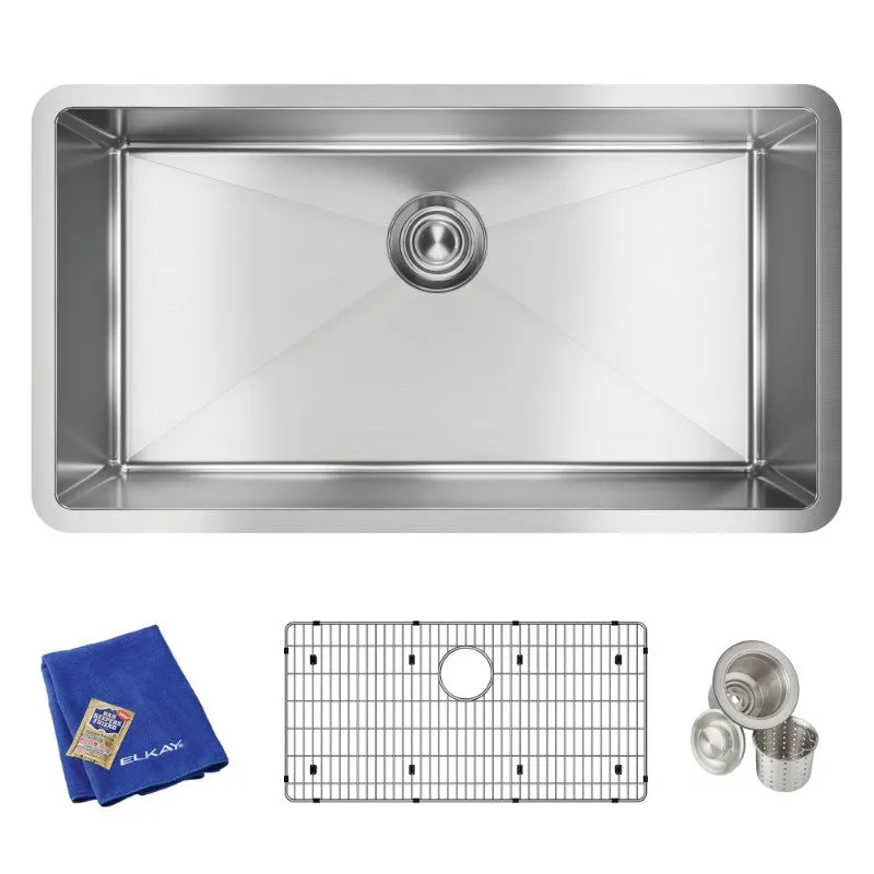 Crosstown 18" x 32.5" x 10" Stainless Steel Single-Basin Undermount Kitchen Sink Kit