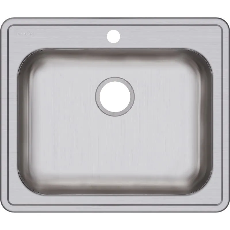 Dayton 21.25" x 25" x 5.38" Stainless Steel Single-Basin Drop-In Kitchen Sink - 1 Faucet Hole