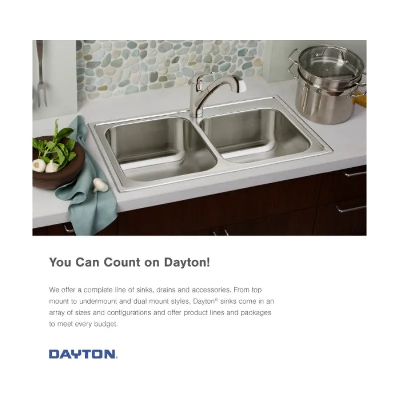 Dayton 21.25" x 25" x 5.38" Stainless Steel Single-Basin Drop-In Kitchen Sink - 1 Faucet Hole