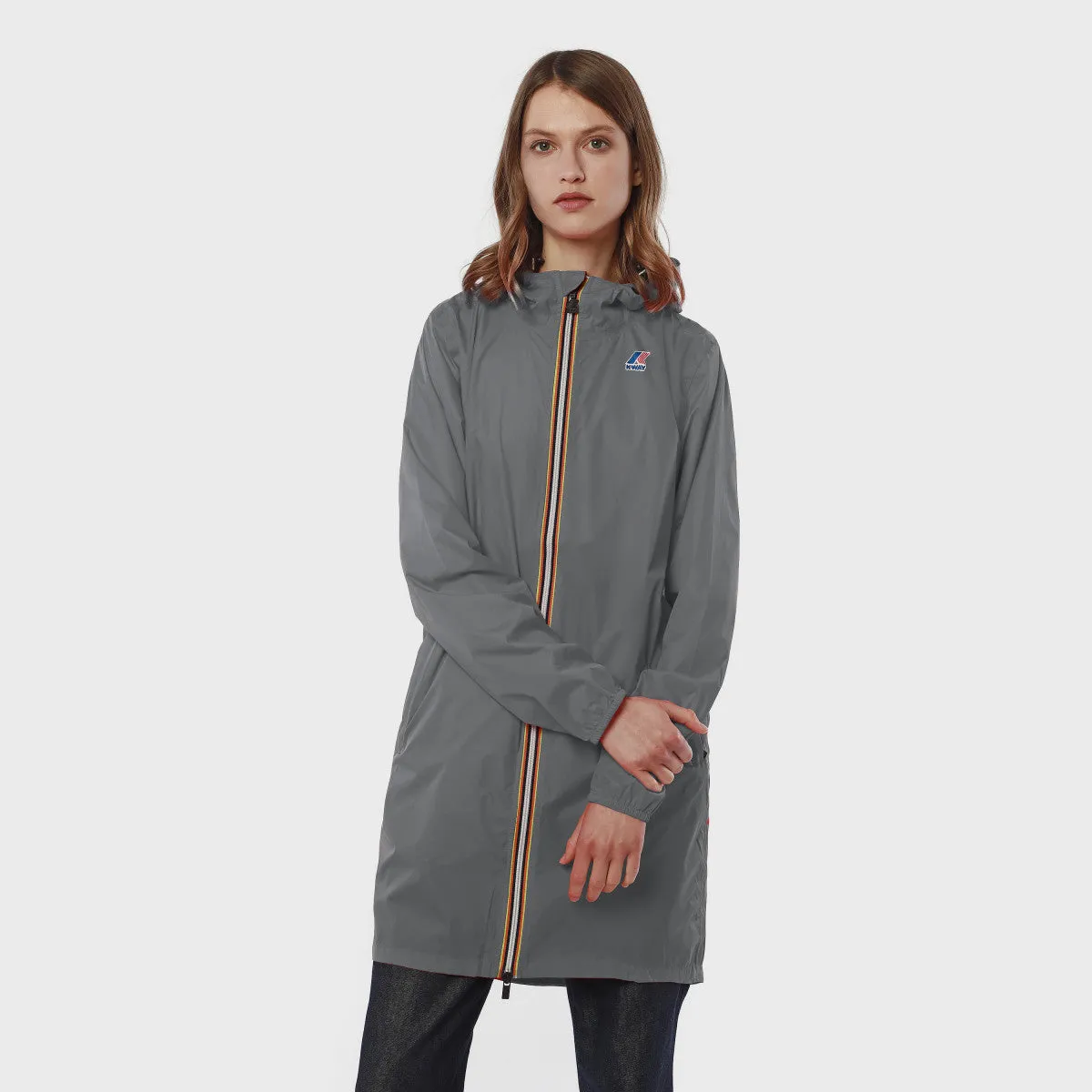 Eiffel - Unisex Waterproof Packable Long Rain Jacket in Grey Smoke