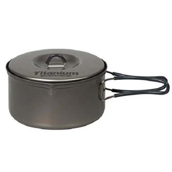 Evernew Ultralight Titanium Ti NS Non-Stick Pot 0.9L w/Lid & Handles ECA422