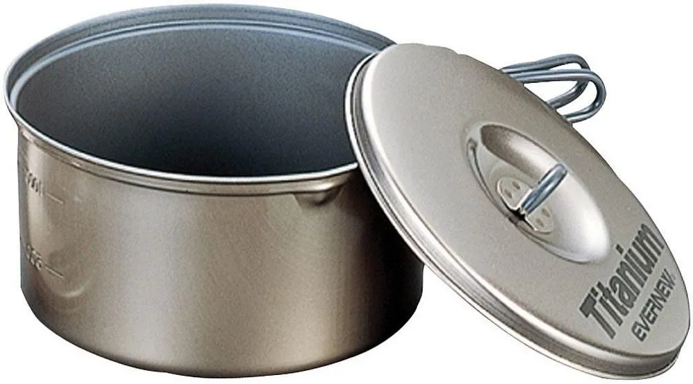 Evernew Ultralight Titanium Ti NS Non-Stick Pot 1.3L w/Lid & Handles ECA423