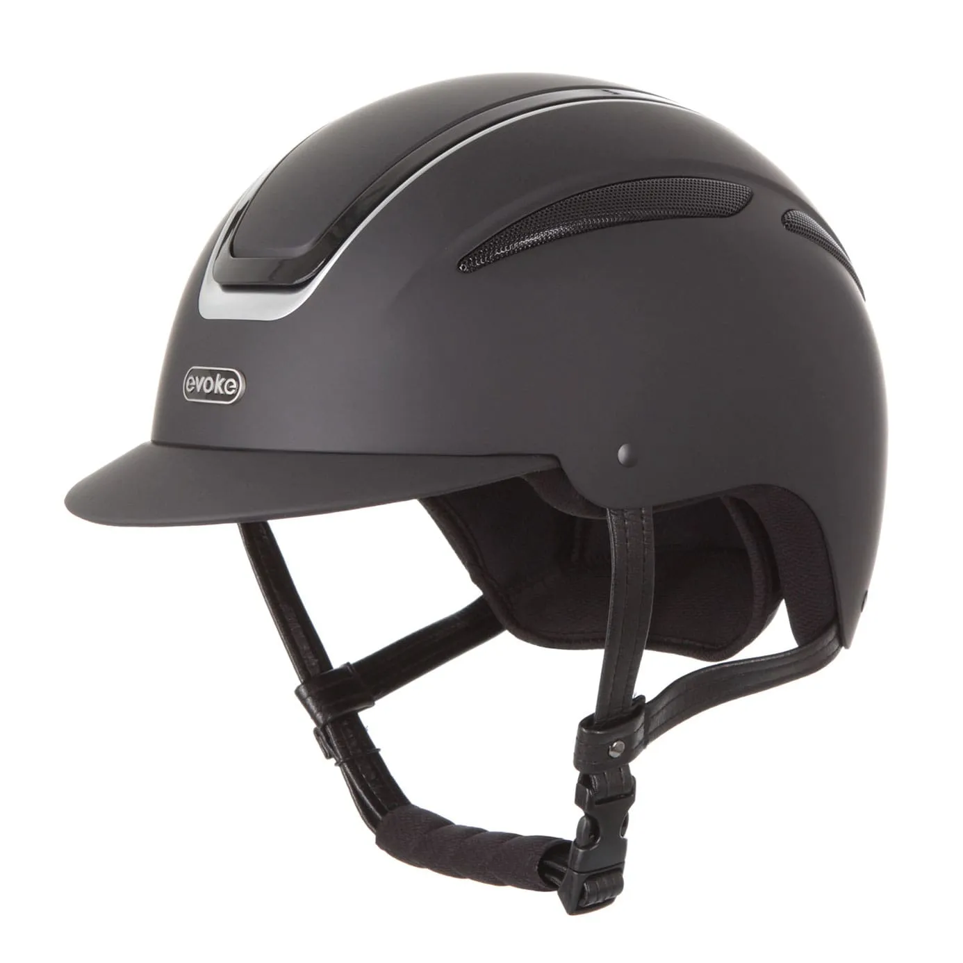 Evoke Callisto Classic Peak Riding Hat - Black/Silver