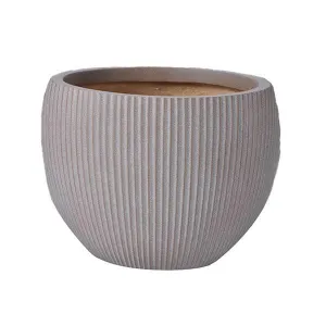 Fiberclay Ribbed Orb Planter - Taupe - 15-inch