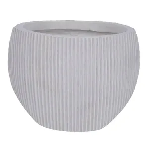 Fiberclay Ribbed Orb Planter - White - 15-inch