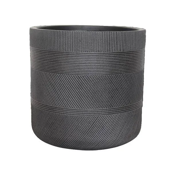 Fiberclay Striped Cylinder - Black - 12-inch