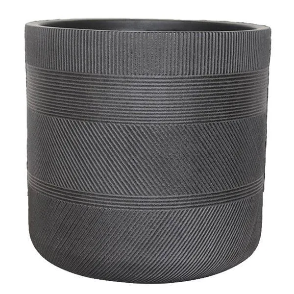 Fiberclay Striped Cylinder - Black - 14-inch