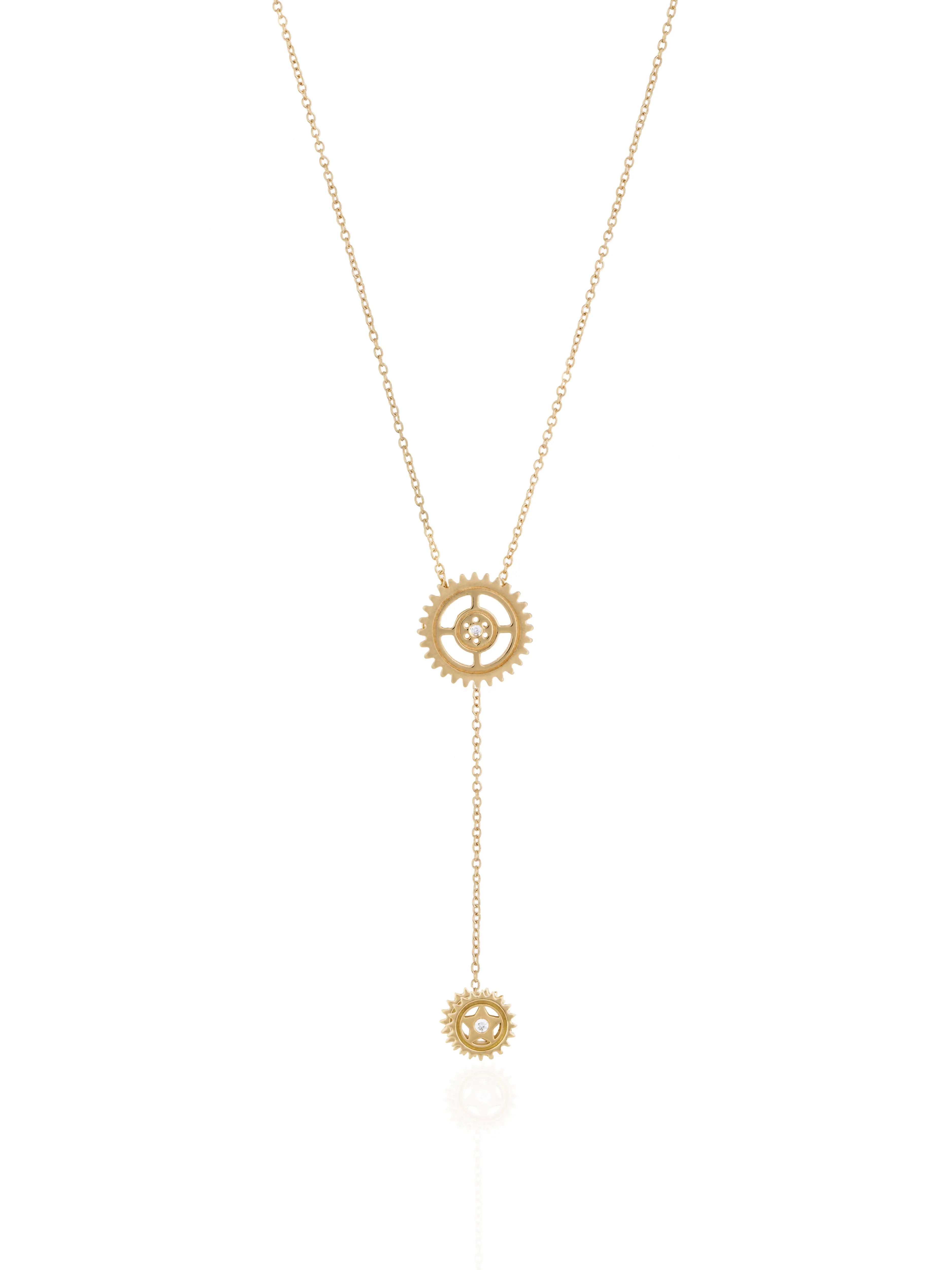 gold-adjustable-gear-necklace - By Delcy