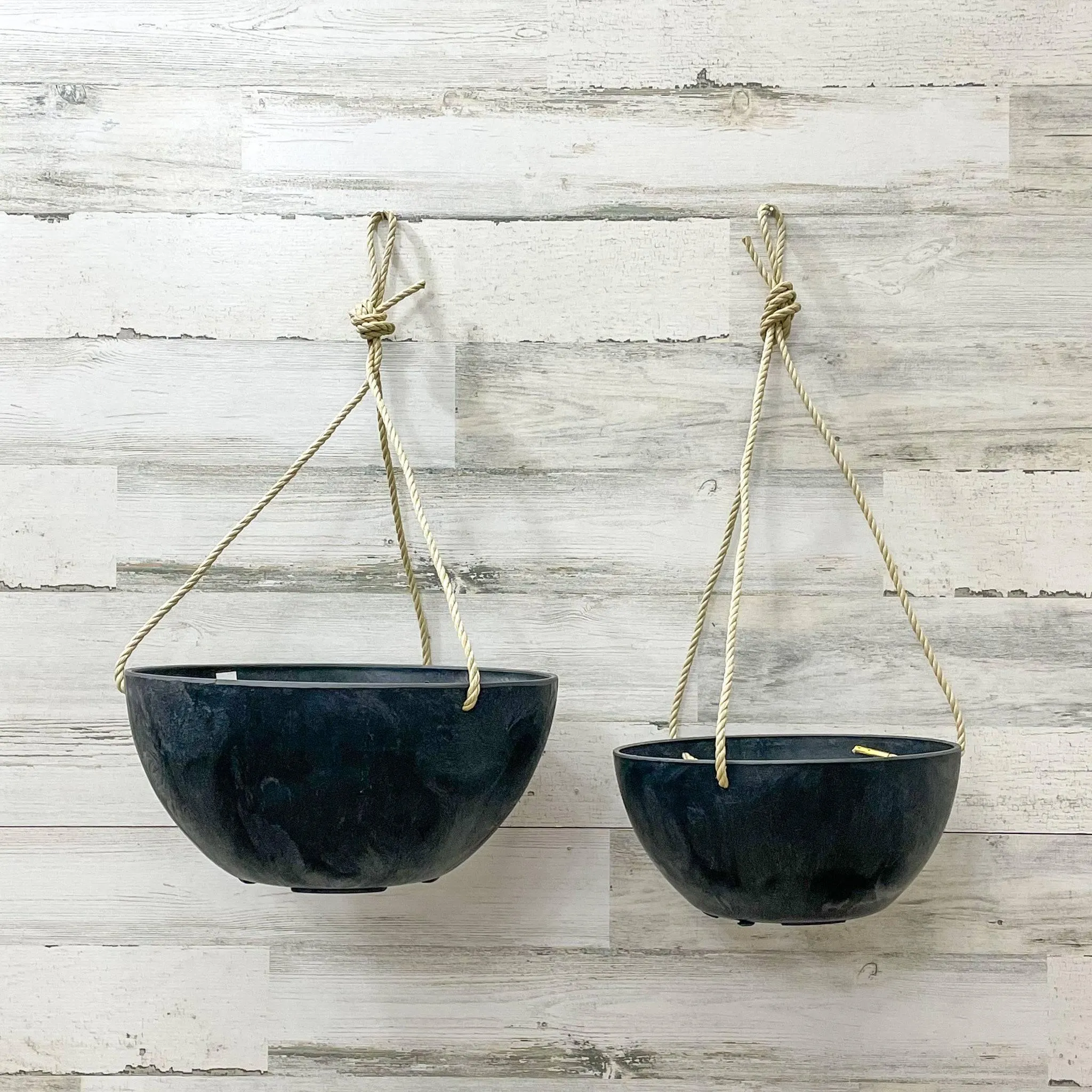 Hanging Bowl Planter - Black - 12-inches