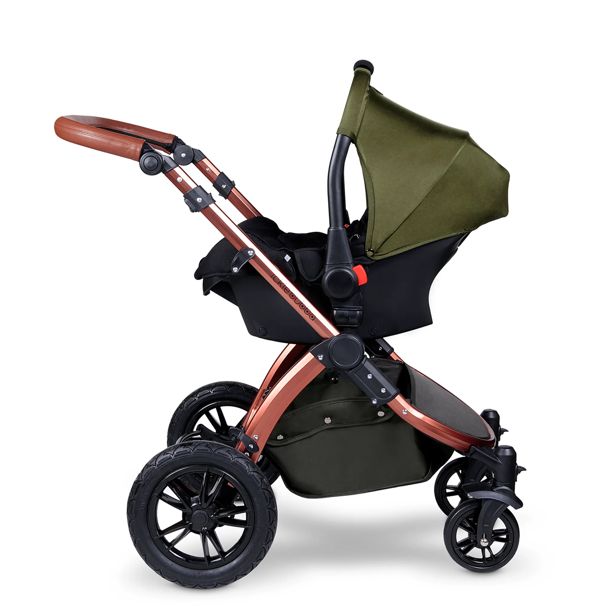 Ickle Bubba Stomp V4 Galaxy Travel System with ISOFIX Base Bronze/Woodland