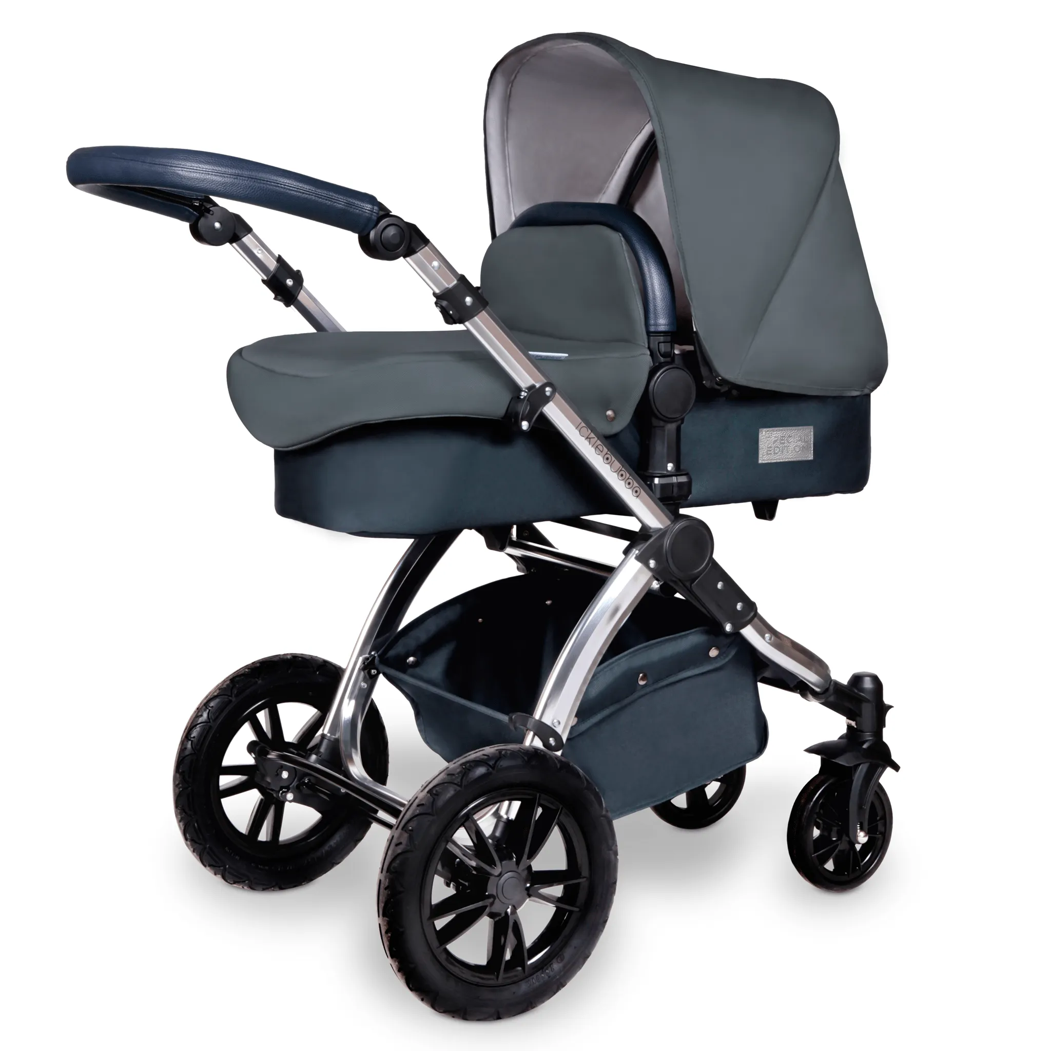 Ickle Bubba Stomp V4 Galaxy Travel System with ISOFIX Base Chrome/Blueberry