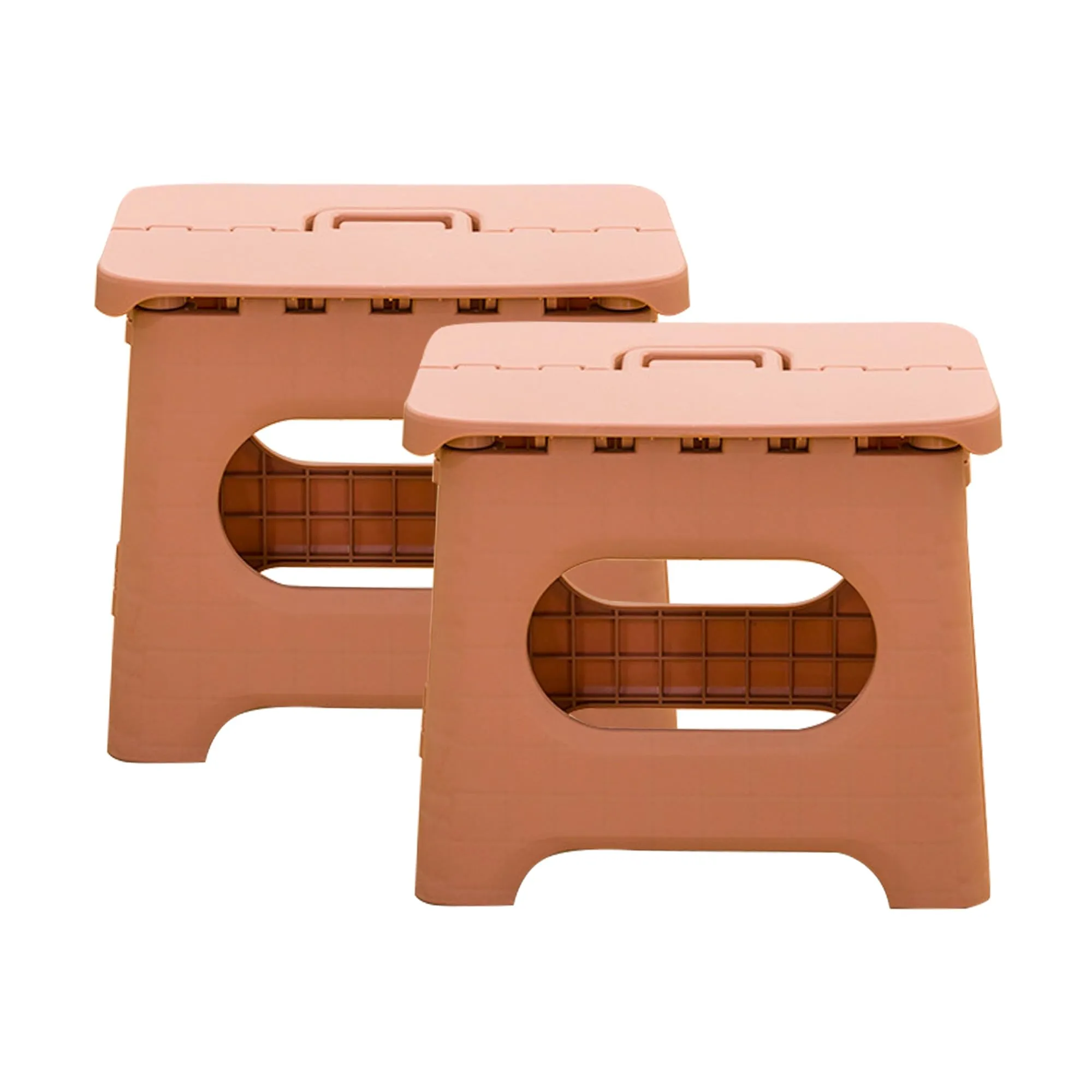 Kuber Industries (Set of 2) Small Folding Stool for Sitting - Plastic Foldable & Portable Step Stool for Kids - Pink