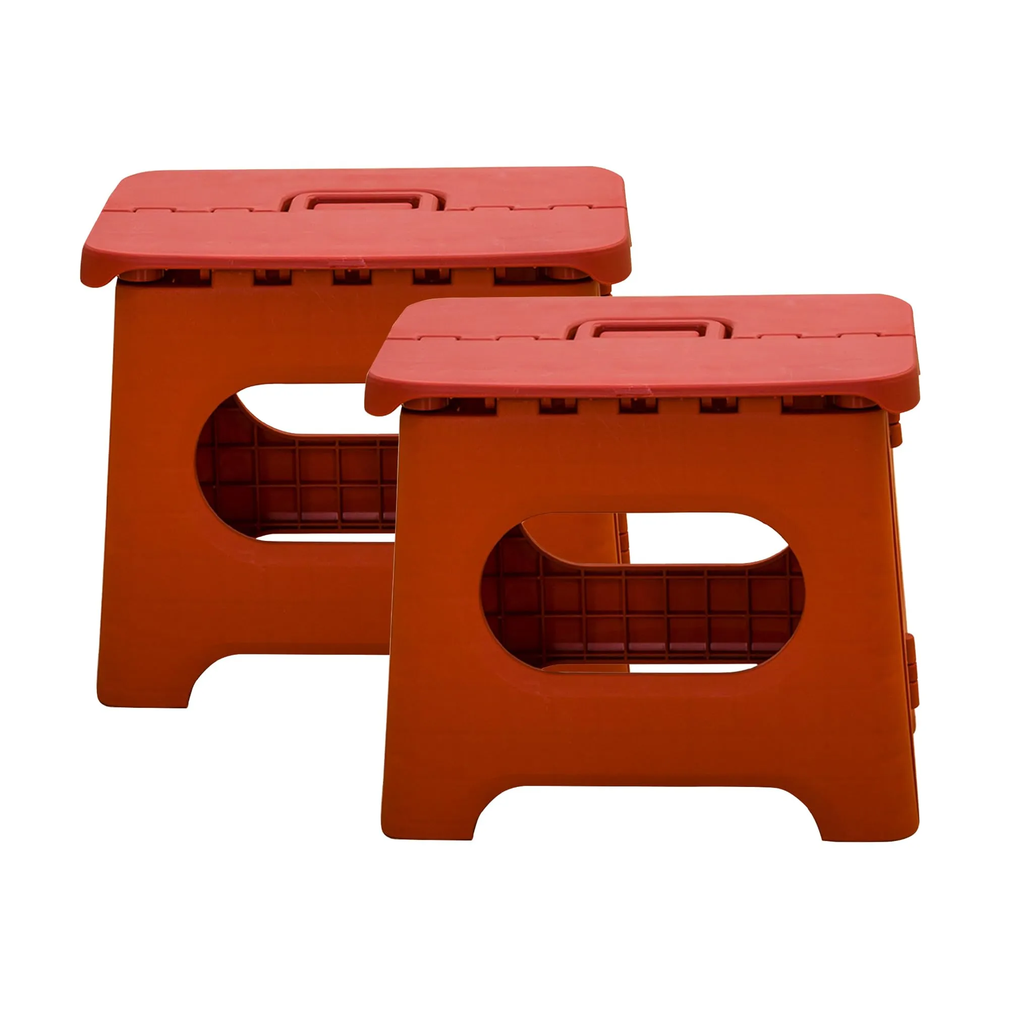 Kuber Industries (Set of 2) Small Folding Stool for Sitting - Plastic Foldable & Portable Step Stool for Kids - Red