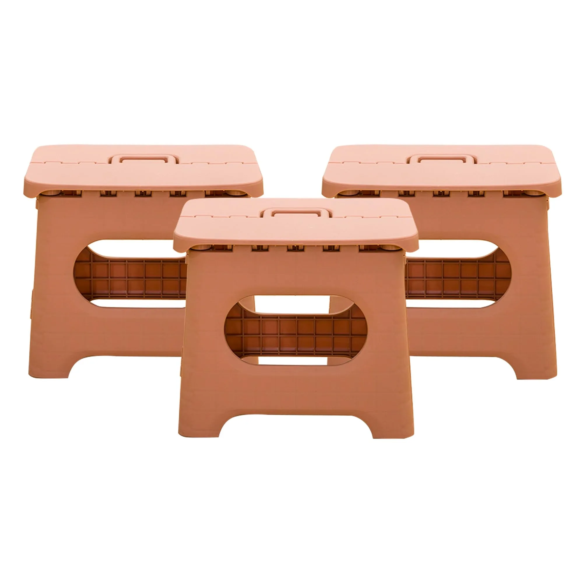 Kuber Industries (Set of 3) Small Folding Stool for Sitting - Plastic Foldable & Portable Step Stool for Kids - Pink