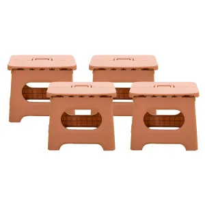 Kuber Industries (Set of 4) Small Folding Stool for Sitting - Plastic Foldable & Portable Step Stool for Kids - Pink