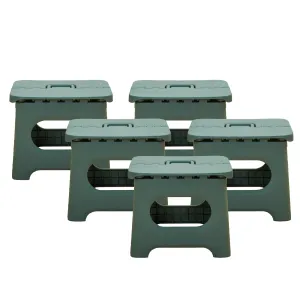 Kuber Industries (Set of 5) Small Folding Stool for Sitting - Plastic Foldable & Portable Step Stool for Kids - Green