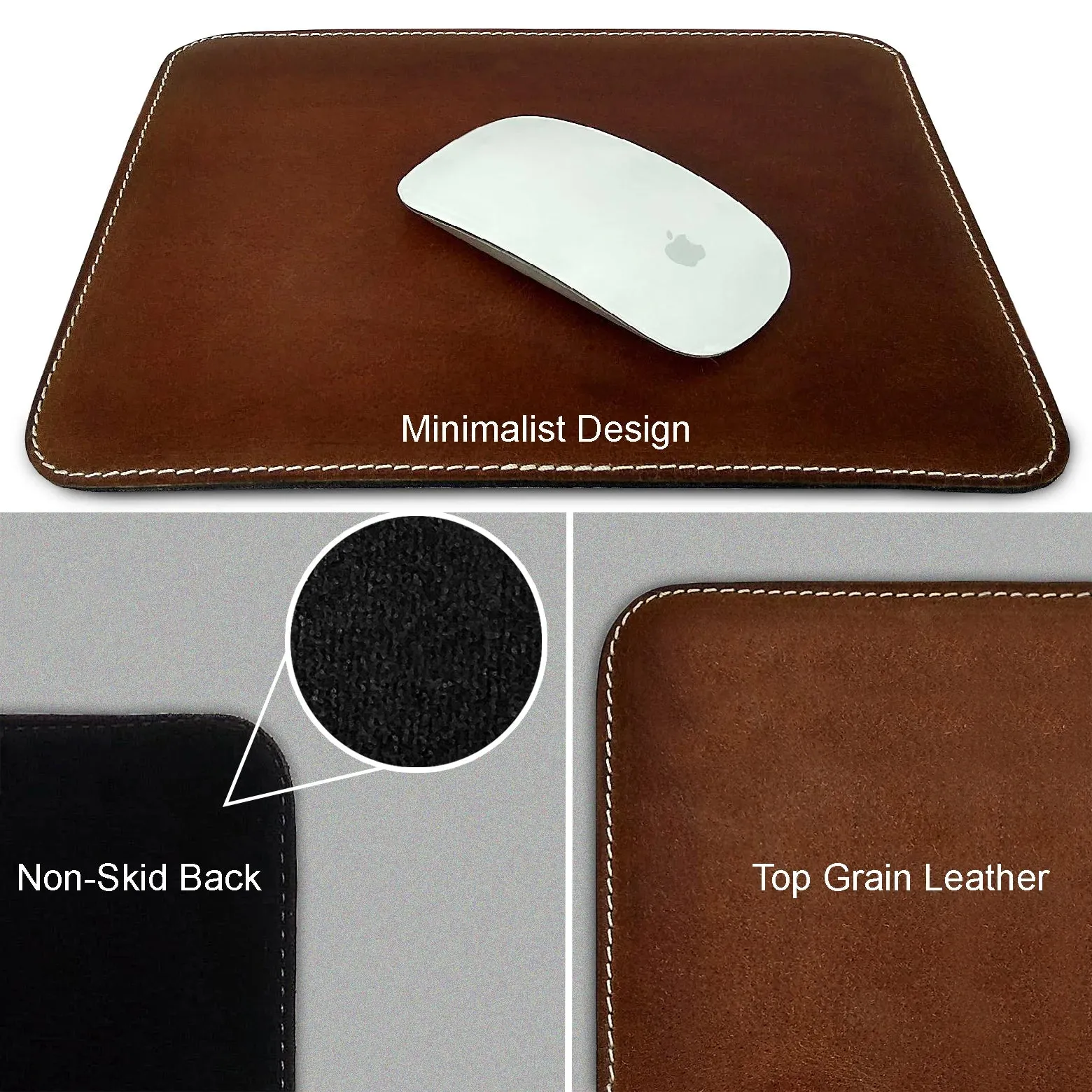 Leather Mouse Pads for Laptop Computer PC Gaming Apple Executive Work Desk Handmade