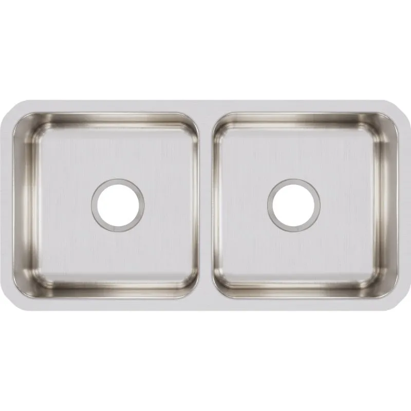 Lustertone Classic 16.5" x 31.75" x 7.5" Stainless Steel Double-Basin Undermount Kitchen Sink