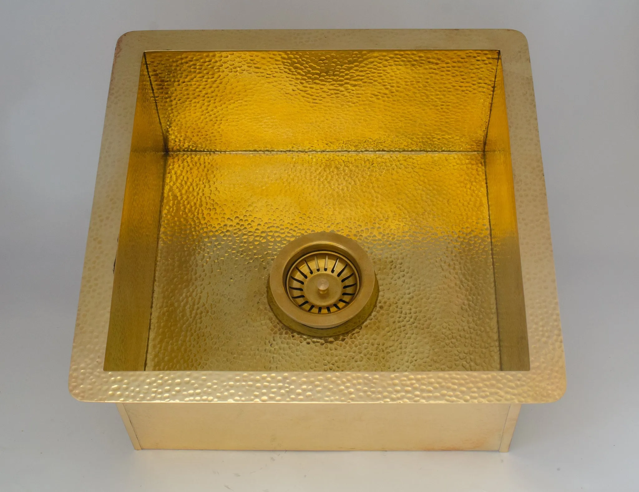 Solid Unlacquered Brass Undermount Hammered Sink, Kitchen Bar Sink, Island Sink, Outdoor Sink