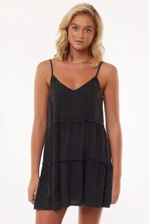 Supple Washed Strappy Black Mini Dress