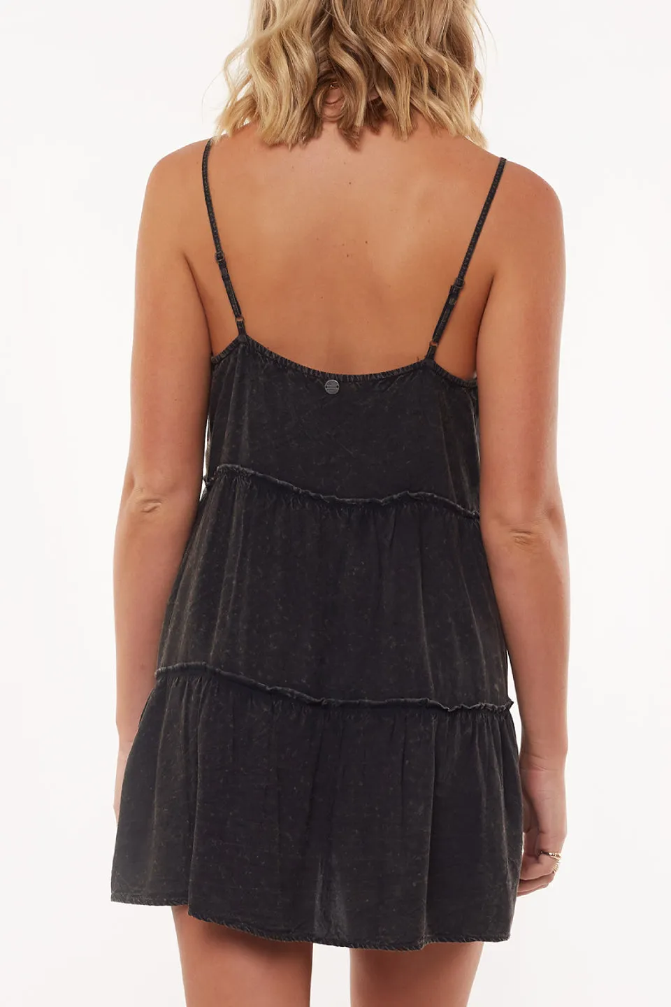 Supple Washed Strappy Black Mini Dress