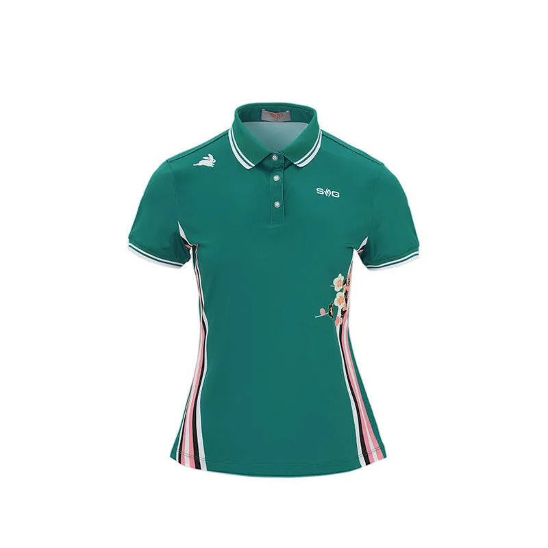 SVG Women Floral Printed Golf Polo Shirt