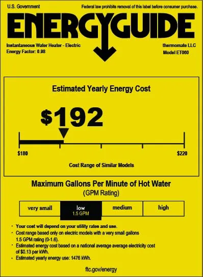 Thermomate Tankless Electric Water Heater for Sink Faucet - 208~240V | 6kW