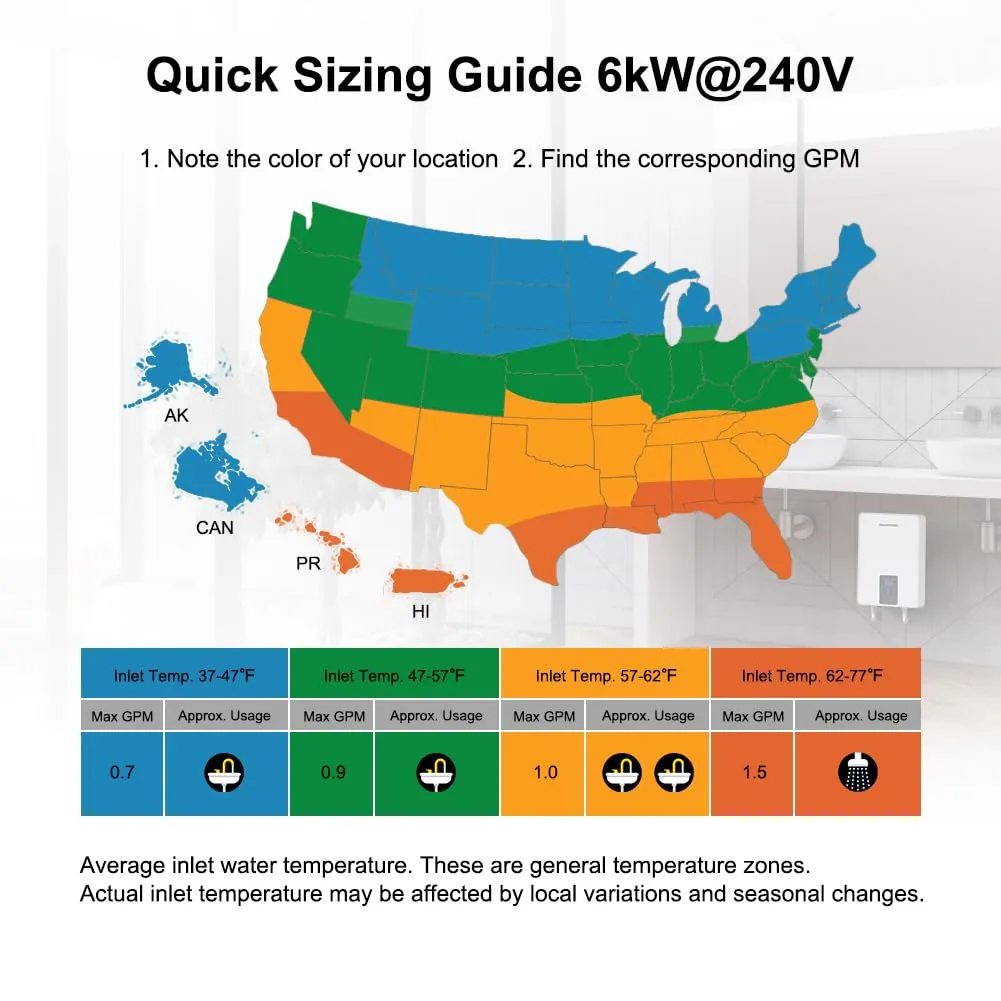 Thermomate Tankless Electric Water Heater for Sink Faucet - 208~240V | 6kW