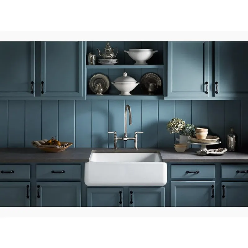 Whitehaven 21.56" x 29.69" x 9.63" Enameled Cast Iron Single Basin Farmhouse Apron Kitchen Sink in White