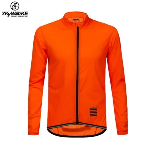 YKYW Men's Cycling Jersey Jackets Waterproof and Windproof Breathable Reflective Windbreaker Orange